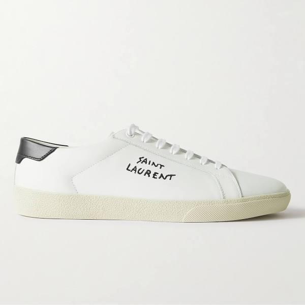 SAINT LAURENT - Men - Court Classic Logo-Embroidered Leather Sneakers White - EU 44