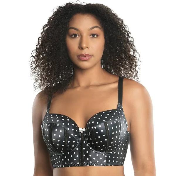 Parfait Charlotte Lightly Padded Wired Longline Bra in Black Dot Black 10C