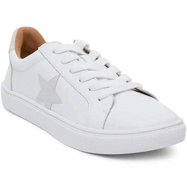 Sandler Stark Sneaker in White/Taupe Suede, Size 36 EU