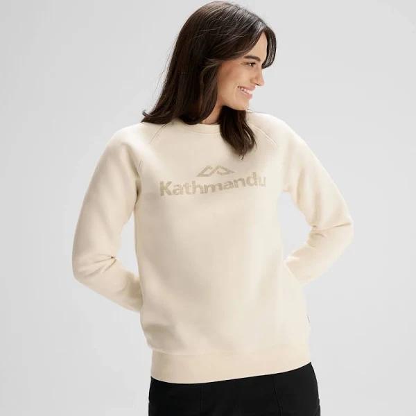 Kathmandu Logo Women's Crew Sweater - White - XXS