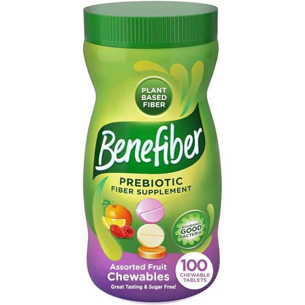 Benefiber Chewable Prebiotic Fiber Supplement Tablets for Digestive Health - Assorted Fruit - 100 Tablets