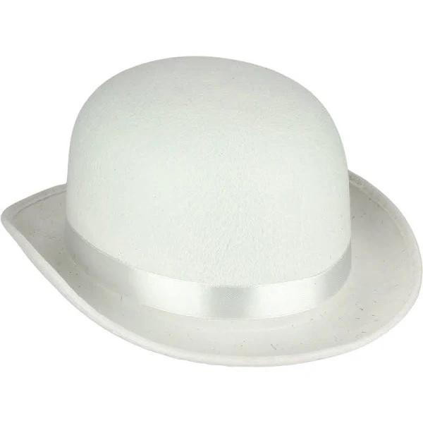 Bowler Hat Party Costume Derby Fancy Dress Dance Halloween Vintage Cap - White