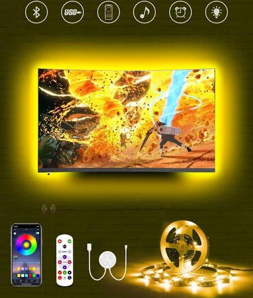 TV Led Backlight,11.5FT Led Strip Lights For TV 50-55inch, Bluetooth App Control With Remote, Usb Powered RGB Light Strips Music Sync Color Changing