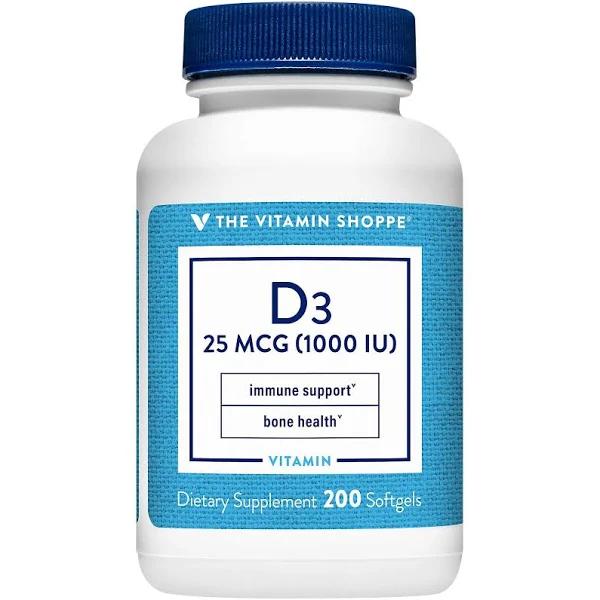 Vitamin D3 1000IU Softgel, Supports Bone Immune Health, Aids in Cellul