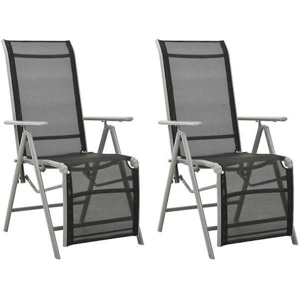 vidaXL Reclining Garden Chairs 2 Pcs Textilene and Aluminium Silver