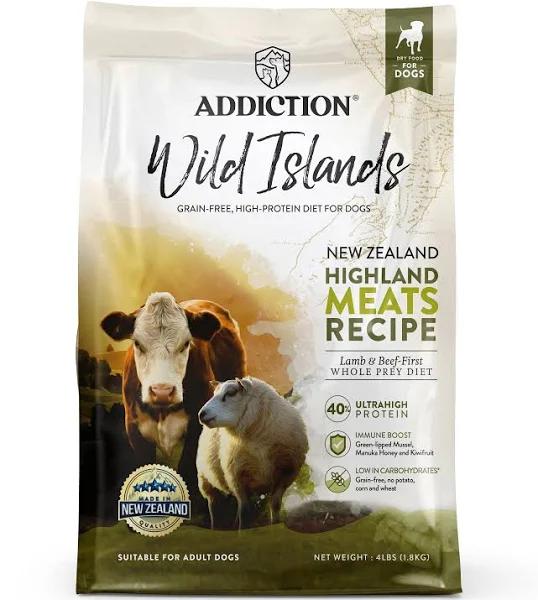 9kg Wild Islands Highland Meats Recipe Grain Free Addiction All Life Stages Dry Dog Food by Budget Pet Products