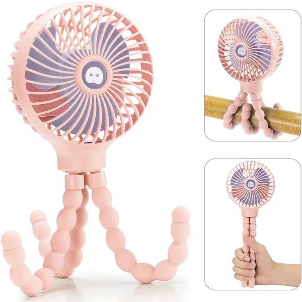 Mini Handheld Personal Portable Fan, Baby Stroller Car Seat Pink