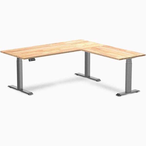 Desky Rubberwood L-Shape Sit Stand Desk