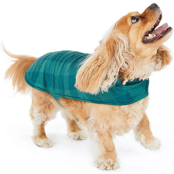 All Day Check Quilted Dog Jacket Green S