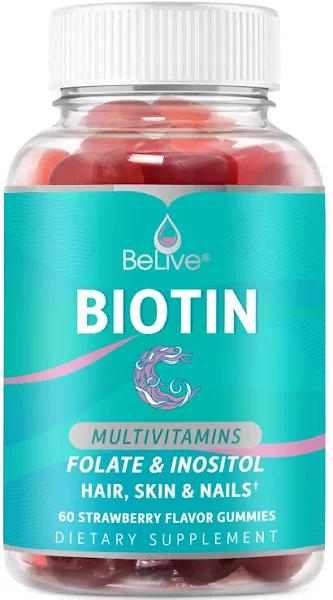 Belive Biotin Gummies for Hair Growth, Promotes Healthier Hair, Skin & Nail - Best Strength 10,000mcg for Women & Men, 80 Count