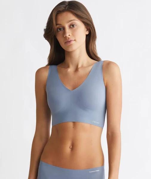 Calvin Klein Invisibles Comfort Lightly Lined V-Neck Bralette in Flintstone Blue XS