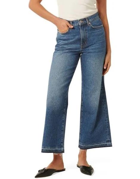 Forever New Bea Wide Leg Cropped Jeans in Mid Wash, Size 12 AU