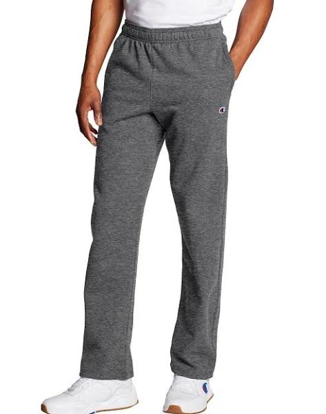 Champion Men's Powerblend Open Bottom Fleece Pant, Granite Heather