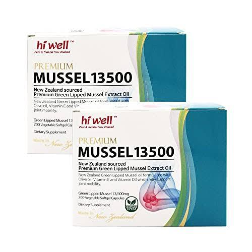 Hi Well Premium Mussel 13500 200 Soft Gels New Zealand Green Lipped Mussel