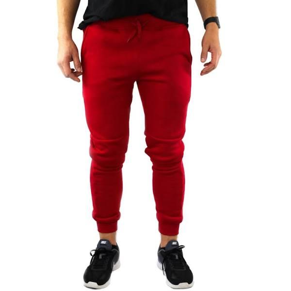 Riflessi Mens Skinny Track Pants Joggers Trousers Gym Casual Sweat Cuffed Slim trackies Fleece - Red - XL