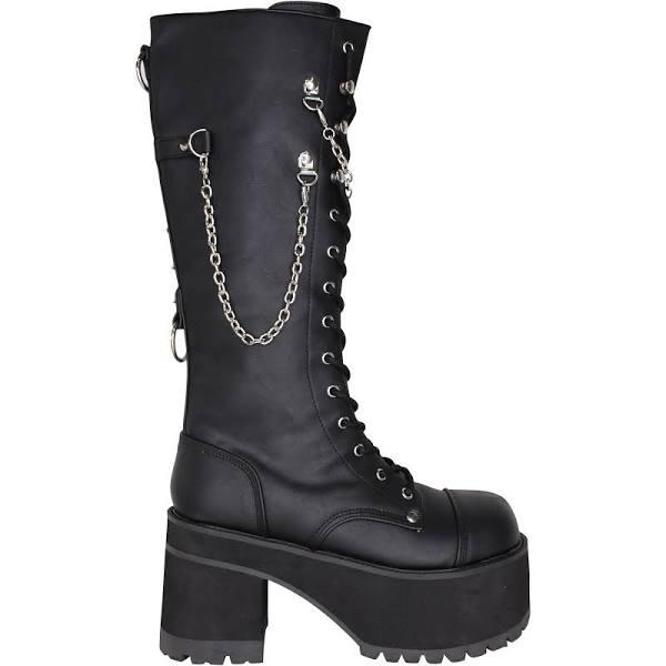 Demonia RANGER-303 Black Faux Leather Knee Boot Size 8