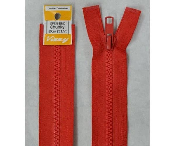 Vizzy Chunky Open End Zip 80cm, Colour 31 Red