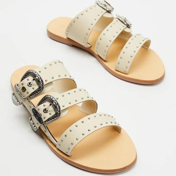 Sol Sana Eastwood Stud Slide Off White - 38 / Off White / Flat