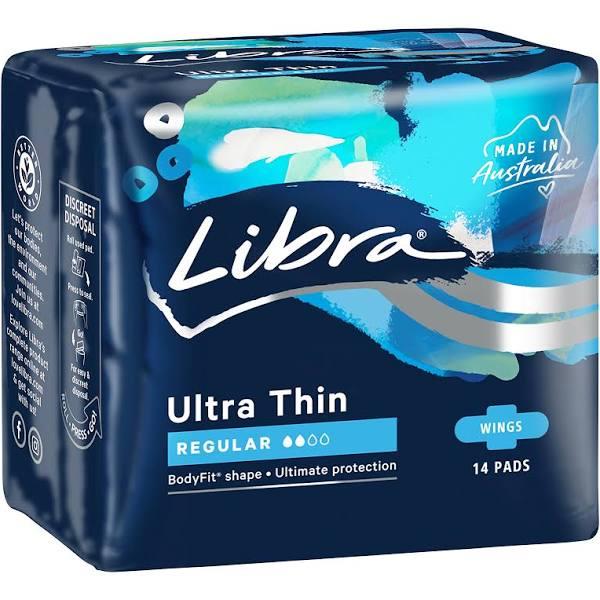 Libra Pads Ultra Thin Regular with Wings 14 Pack