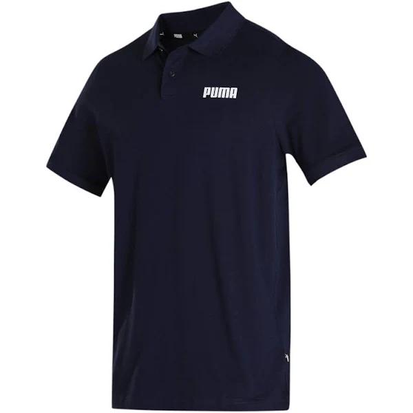 Essentials Pique Men's Polo Top in Peacoat, Size Large, Cotton/Elastane by Puma