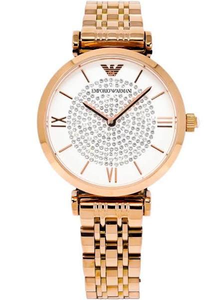 Ladies Rose Gold Glitz Stainless Steel Emporio Armani Watch AR11244