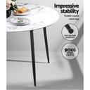 Artiss Dining Table Round Wooden With Marble Effect Metal Legs 110cm White