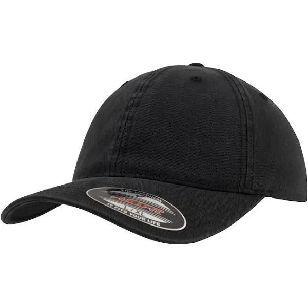 Flexfit Garment Washed Cotton Dad Baseball Cap (Pack of 2) Black S/M