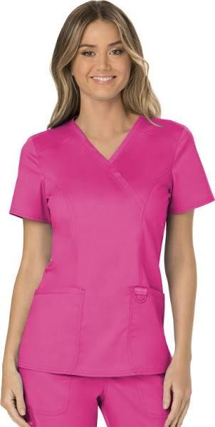 Cherokee Workwear Revolution Mock Wrap Scrub Top - XL - Electric Pink