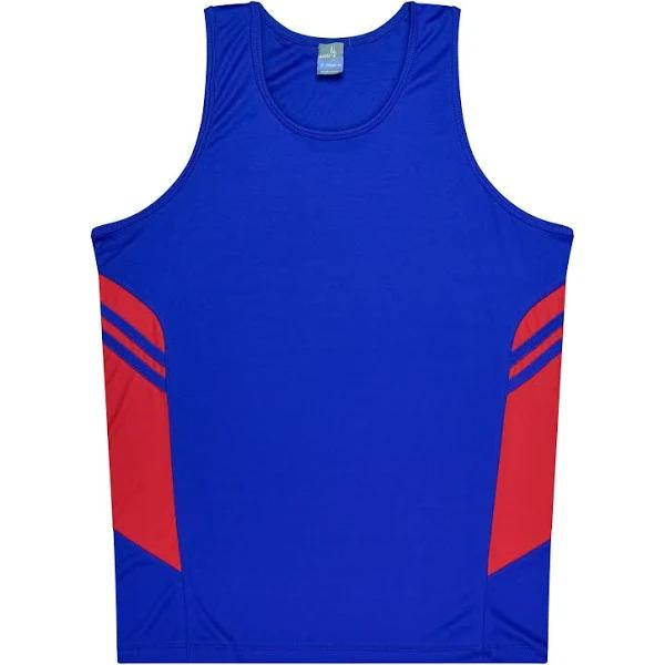 Tasman Mens Singlets Royal/Red / 3XL