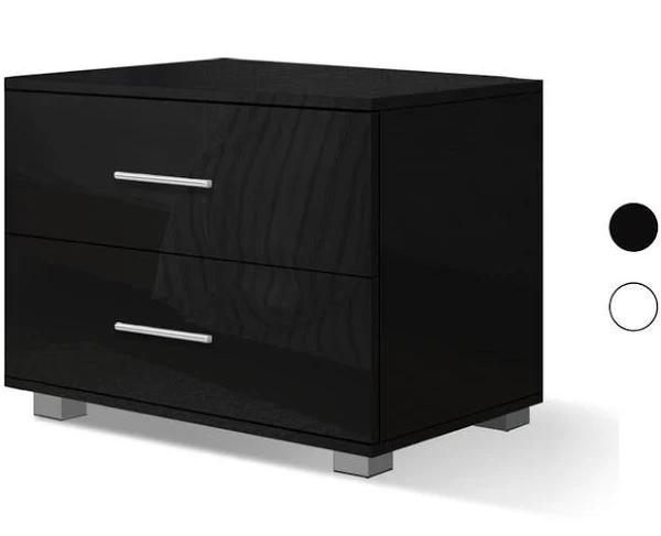 ALFORDSON Bedside Table - Eitel High Gloss Nightstand (Black)