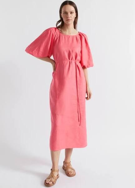 Seed Heritage Linen Blend Raglan Midi Dress in Wild Berry Pink 16