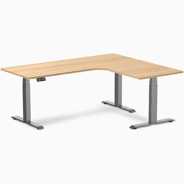 Desky L-Shape Melamine Sit Stand Desk - Sublime Teak 1800x1500mm