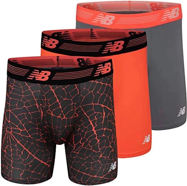 New Balance Men's 6 Boxer Brief Fly Front with Pouch, 3-Pack of 6 Inch Tagless Underwear