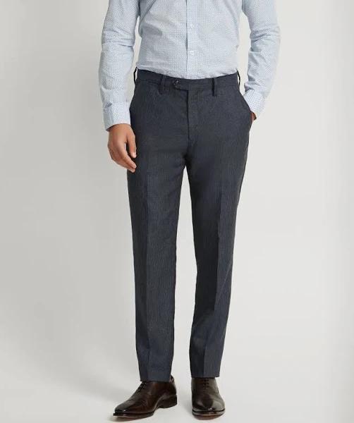 Oxford Byron Linen Trousers in Navy Pinstripe Blue 94