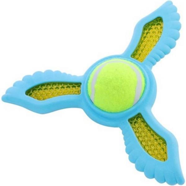 Fetch Flyer Dog Toy [24 Pack] Blue Tennis Ball Dog Toy Tug Chew Fetch 2 in 1 Toy Dental Hygiene Durable Doy Teething Toys Pet Chew Toy