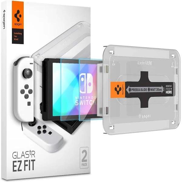 for Nintendo Switch OLED Glass Screen Protector SPIGEN GLAS.tR EZ Fit 2pcs [Colour:Clear]