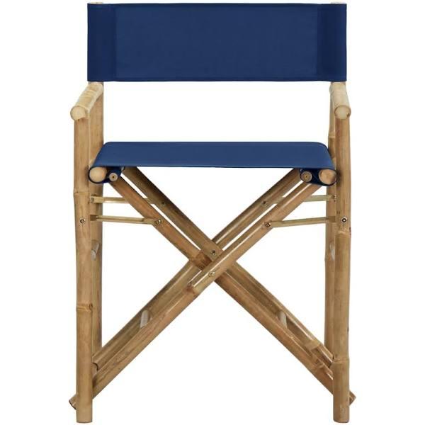 vidaXL Folding Director's Chairs 2 Pcs Bamboo and Fabric | Blue