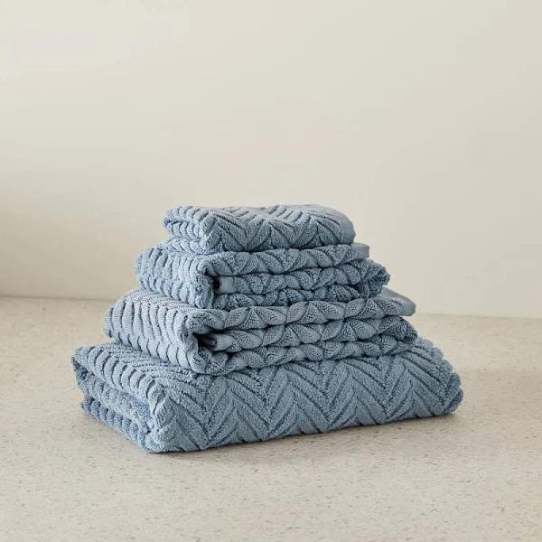 Adairs Mimosa Blue Tide Textured Towel Range - Face Washer