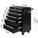 Giantz 5 Drawer Mechanic Tool Box Storage Trolley - Black