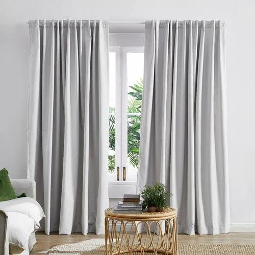 Set of 2 Lexington Grey & White Blockout Concealed Tab Top Curtains Window Size: W 220 - 270cm - Temple & Webster | The Build