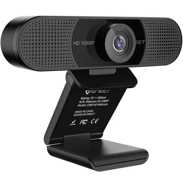 1080p Webcam With Microphone, eMeet C960 Web Camera, 2 Mics Streaming Webcam With Privacy Cover, 90°View Computer Camera, Plug&play USB Webcam For