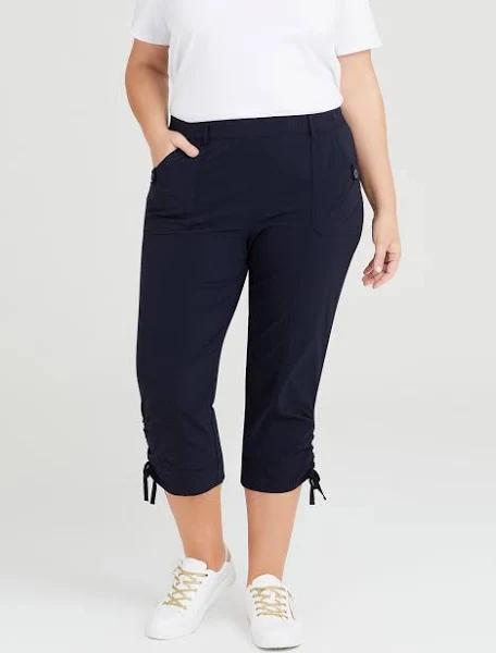 Plus Size Women's Castaway Cargo 3 / 4 Pant Size 24 in Navy , Castaway & Viscose - Taking Shape