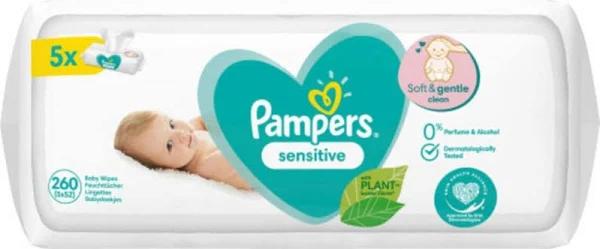 Northix Pampers Wet Wipes Sensitive - 5 x 52 Pack