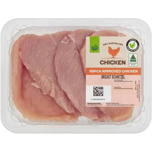 Woolworths RSPCA Approved Chicken Breast Schnitzels 500g