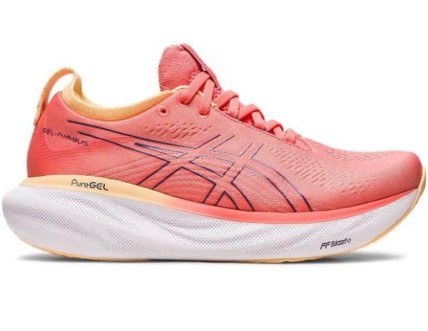 ASICS Women's GEL-Nimbus 25 (D Wide) - Running Shoes - Papaya/Dusty Purple 11