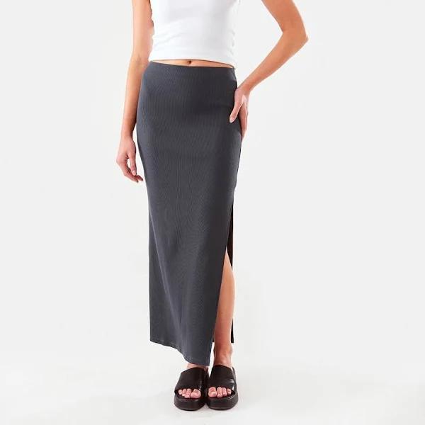 Kmart Rib Maxi Skirt - Lead Grey Size: 20