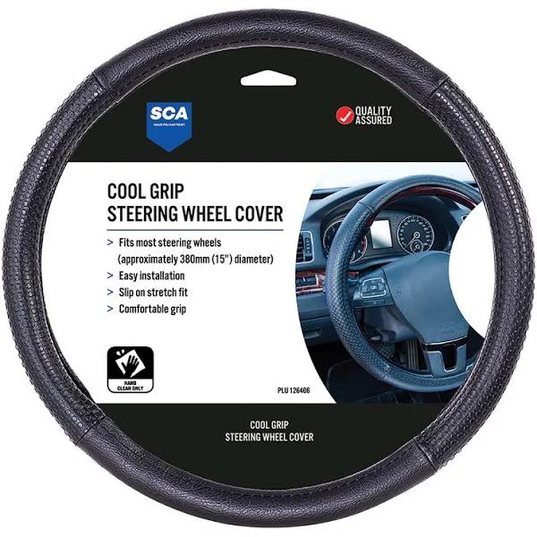 SCA Steering Wheel Cover - Cool Grip, Black, 380mm Diameter