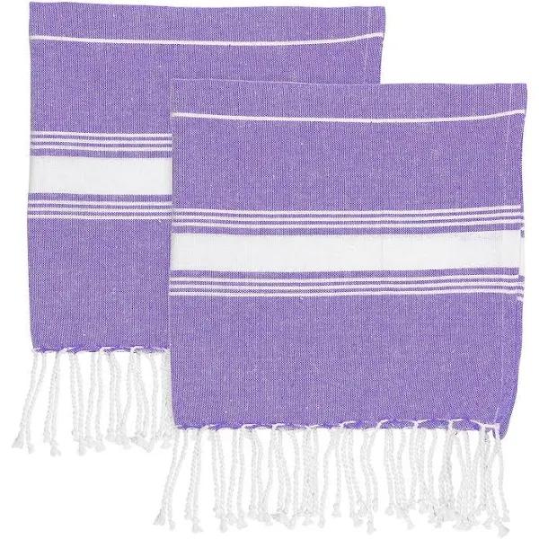 Nicola Spring Children's Turkish Cotton Towel Set | Beach Bath Swimming | Hammam Peshtemal Fouta Style - Purple - Pack of 4