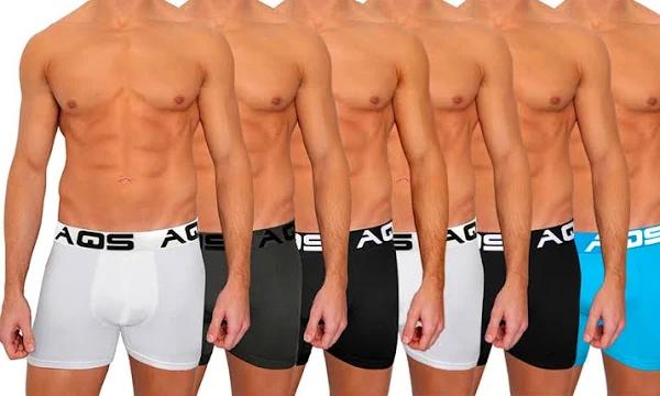 AQS - Men's Boxers Pack of 6 - Black, Grey, White + Black, Light Blue, White Size Large - AfterPay & zipPay Available