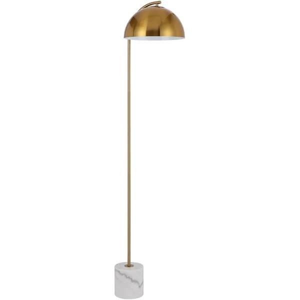 Telbix Ortez - Iron & Marble Art Deco Floor Lamp, White Antique Gold